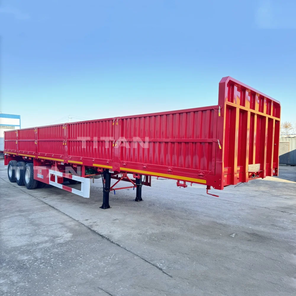 TITAN 3 Axle Fence Sideboard With Enclosed Pickup Side Wall Cargo Transport Drop Side Semi Trailer For Sale