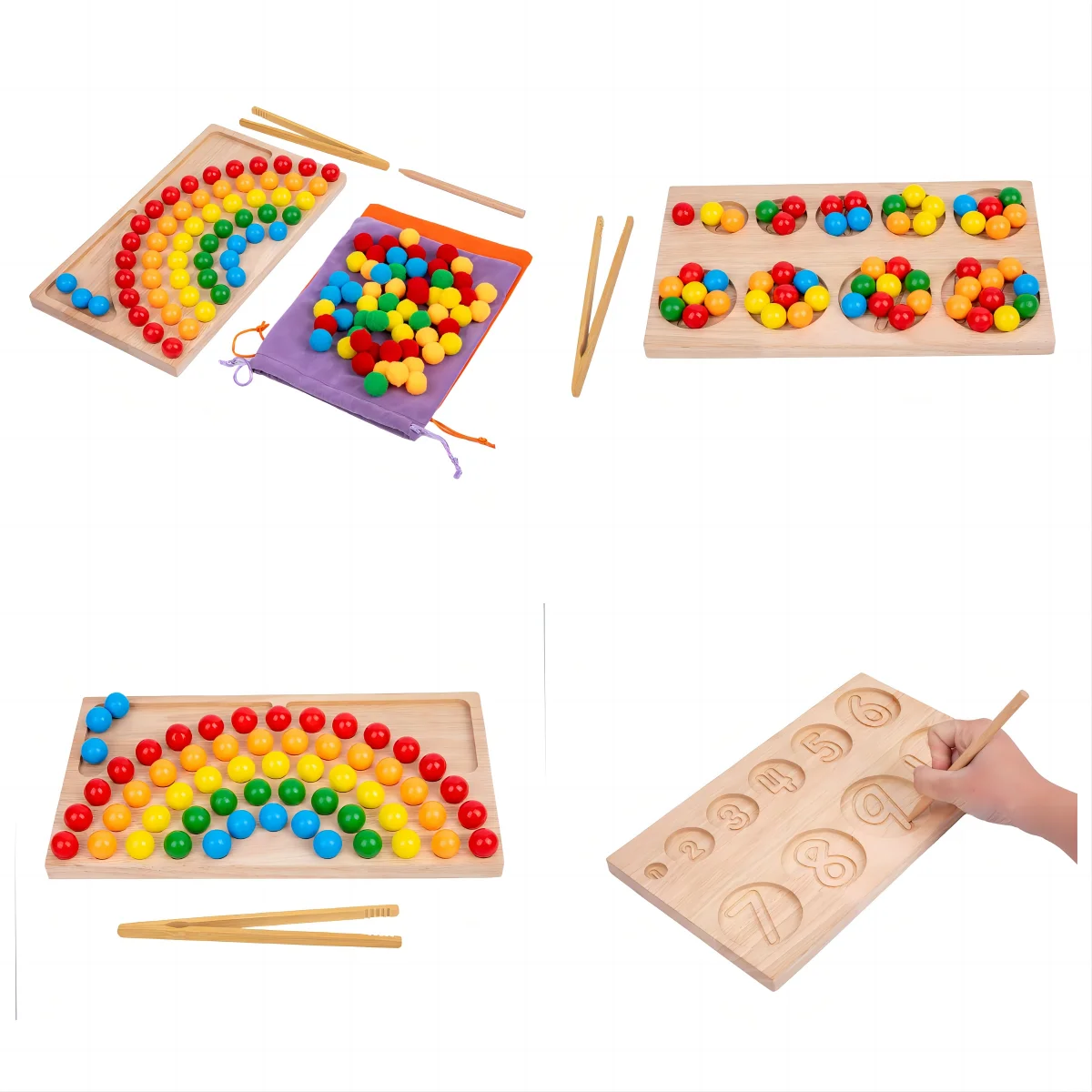 Wooden Toy Clip Beads Game Puzzle Toddler Educational Preschool Learning Toy Montessori Games