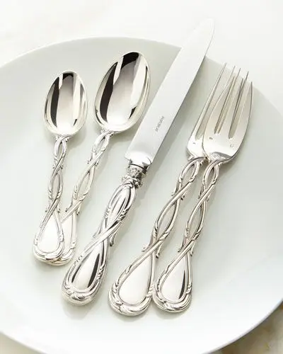 Made India Engraved Cutlery Set Silverware Silver And Gold Reusable Stainless Steel Classic Italian Flatware For Kitchen Supply