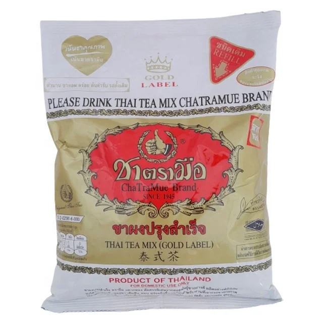 Best Selling 400g Gold Label Thai Red Tea Mix Grinding Powder Vanilla Flavored Chatramue Brand for Bubble Tea from Thailand