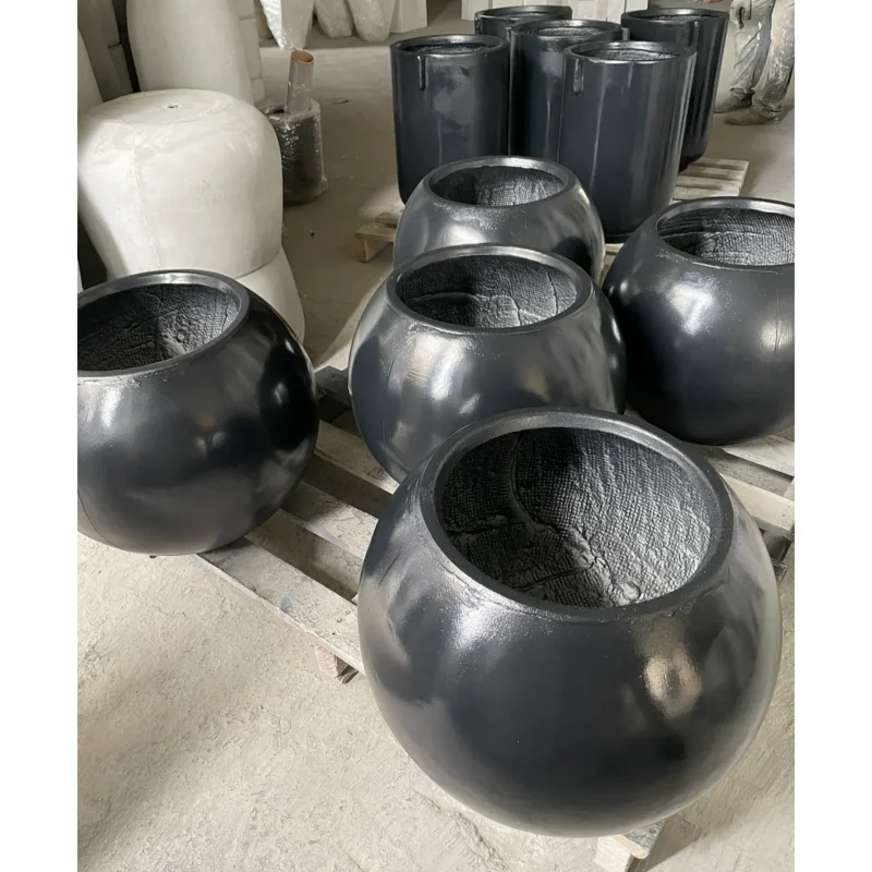 Top Sale black color painting pots outdoor poly planter set pots Fiberglass Flower Planters for home garden