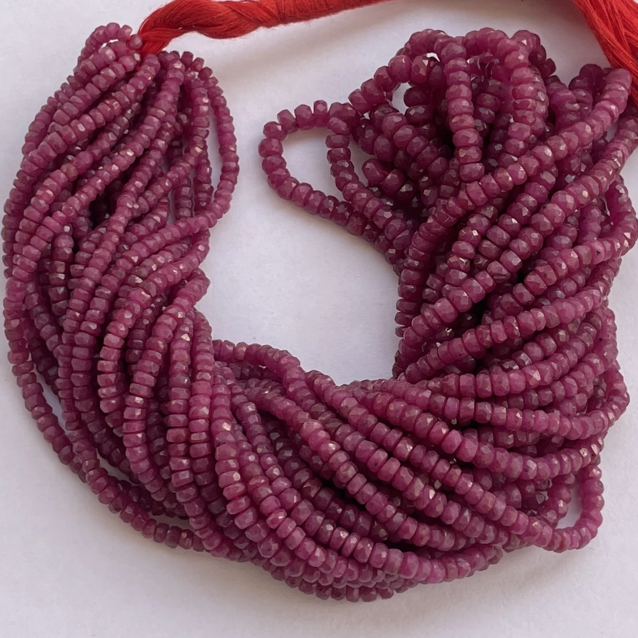 2mm 3mm 4mm Natural Red Pink Ruby Stone Faceted Rondelle Gemstone Beads Strands Latest Jewelry Making China Wholesale Loose Sets