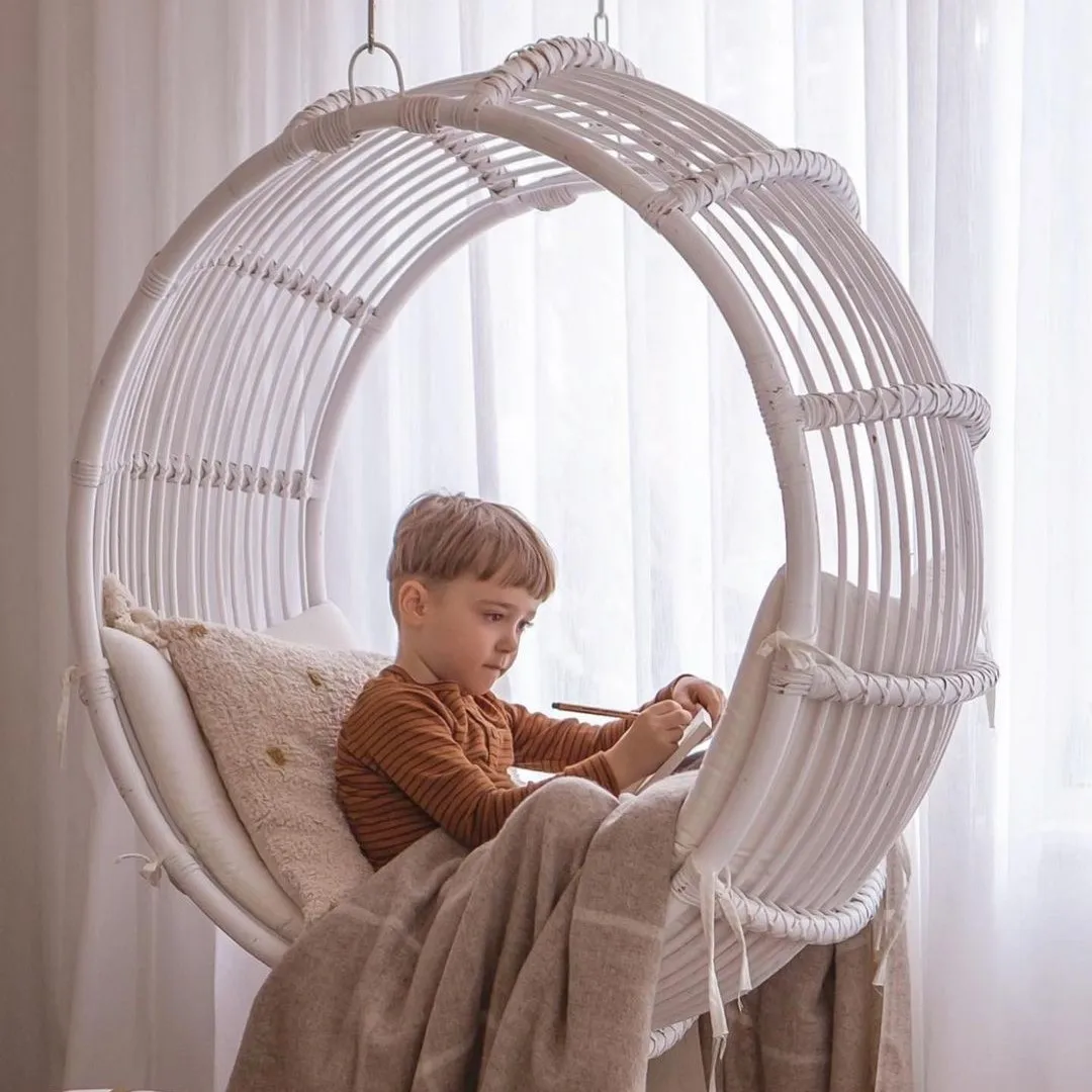Top quality rattan kid egg chair swing round chairs with stand modern style factory price from Vietnam to export