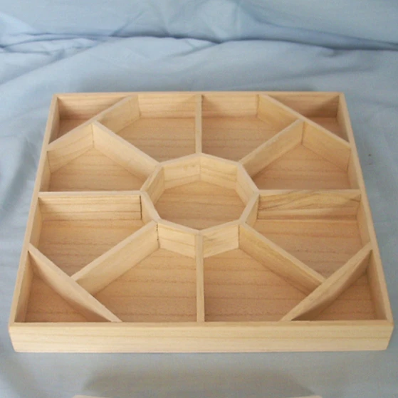 Decorative Wooden Tray 5 Sections Snack Plate Multi-Compartment Wood Pallet Bamboo Wood Sorting Trays Desktop Display Organizer