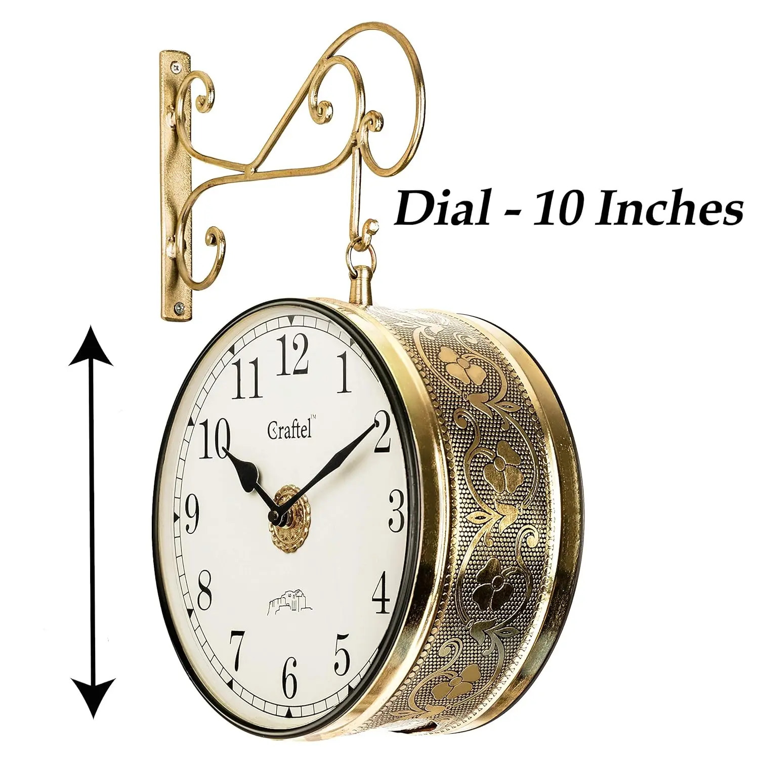 Antique Style Railway Station Clock Platform Hanging Wall Clock gold wall clock for Living Room Home Office 10 inch