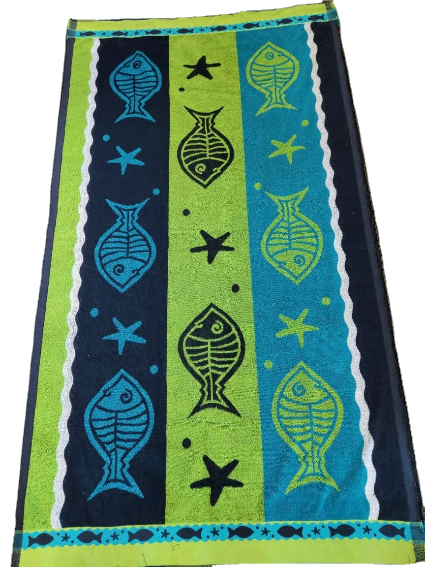 Superior Quality Jacquard Beach Towels Made of 100% Cotton 1 Side Velour Soft By Avior Industries PVT LTD