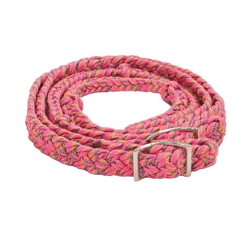 WHOLESALE EQUESTRIAN HORSE NYLON ROPE REINS DUAL TONE BEIGE BLACK COLOR COB-FULL-X-FULL CUSTOM FITTINGS & COLOR