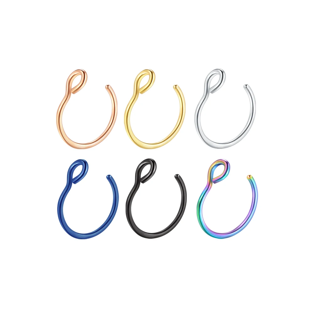 Stainless Steel Fake Nose Ring Hoop Non-Pierced Septum Rings Nose Clip Fake Nose Piercing Body Jewelry