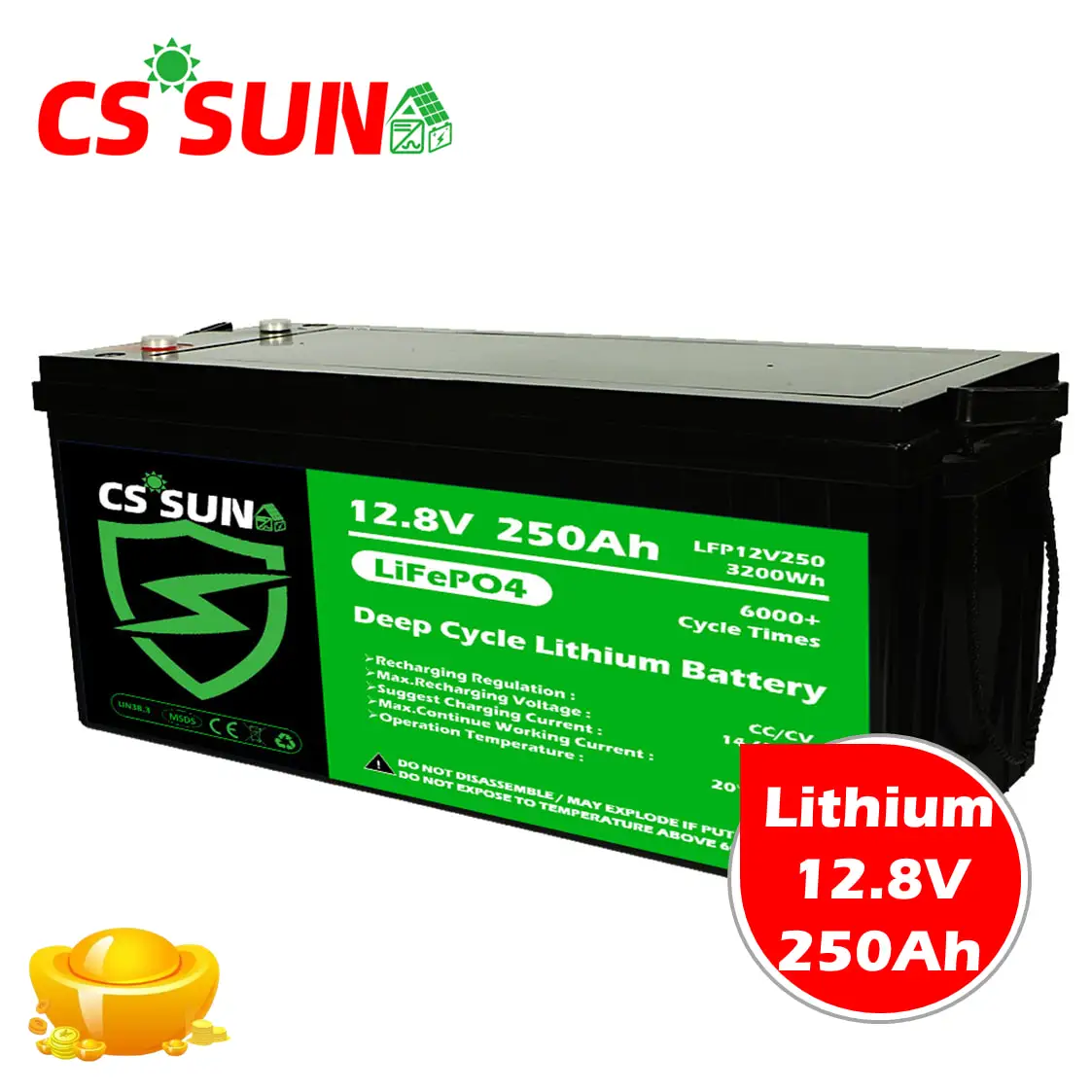 Литиевая батарея CSSUN 12V250Ah LiFePO4 для системы аварийного освещения LTX для лодки и бытовой техники LFP анодный материал