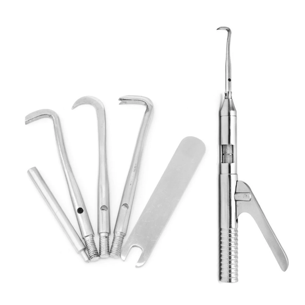 Automatic Single Handed Stainless Steel Dental Crown Remover Gun Kit 5 Inserts Surgical Instruments Basis Crown Bridges Removal