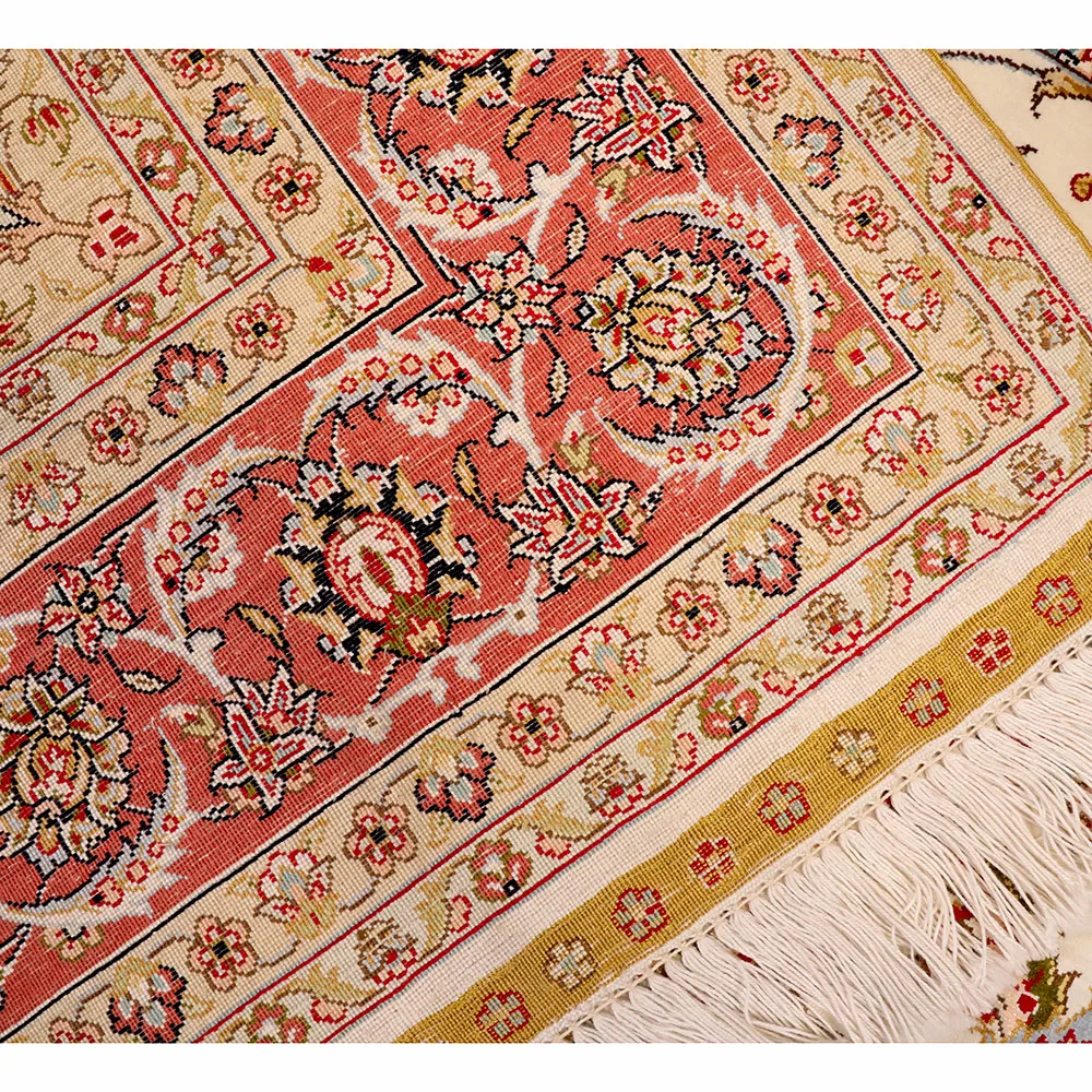 Yuxiang 4.5x6.5ft Top Handcraft Pakistan Rug Beige Hand Knotted Area Rug Pure Silk Persian Carpet