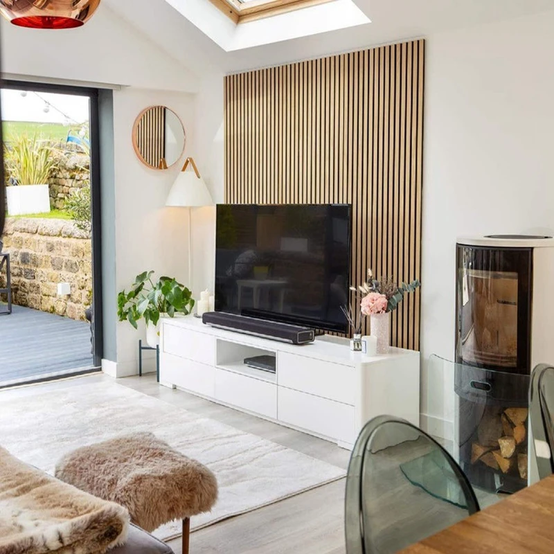 Acoustic wooden panels  interior wood panelling for walls sound proof slats wall panels Natural Wood Surface