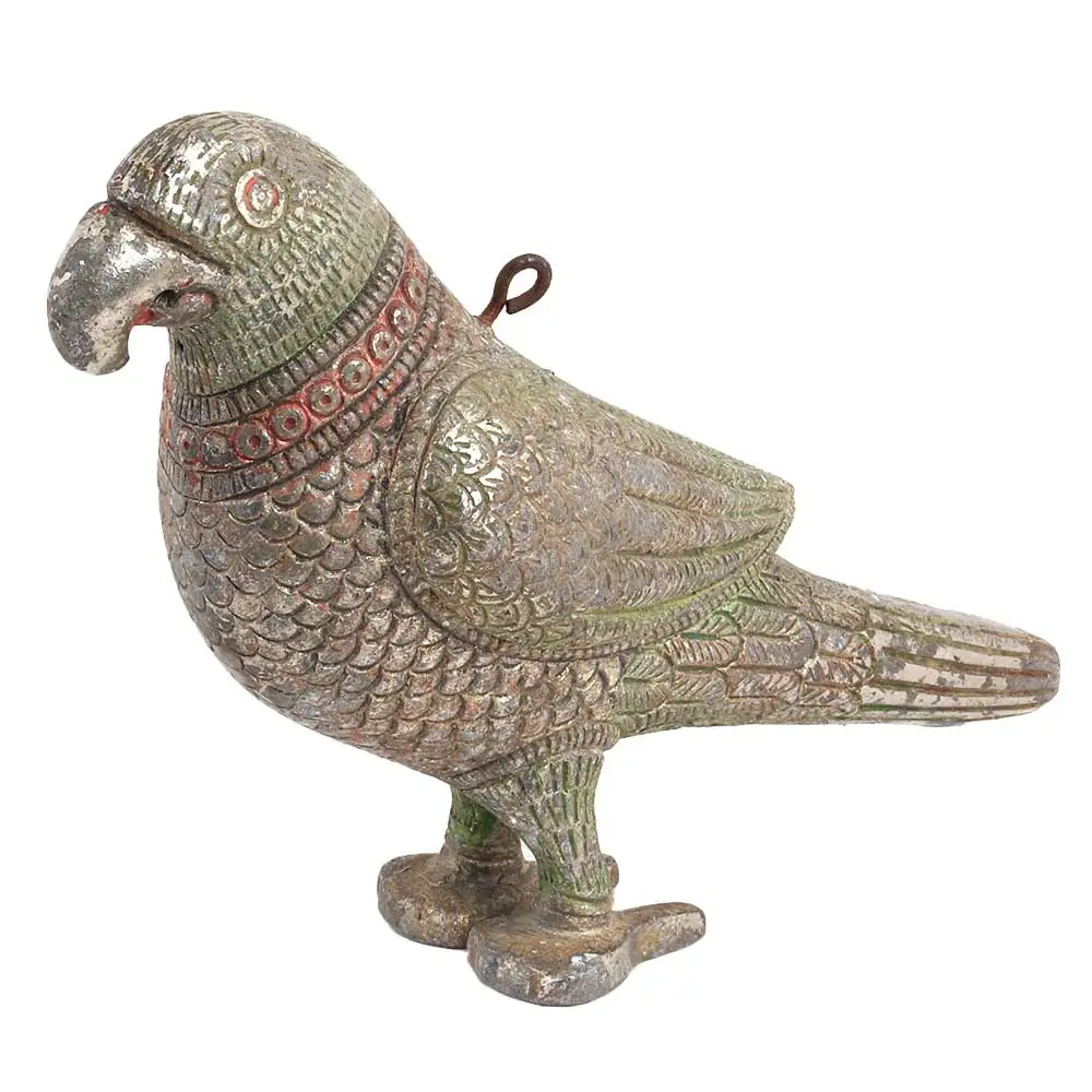 Indian Brass Antique Standing Parrot For Hanging Sculptures Figurine Statue Home Decor Gift Items Size: 15 x 6 cm SNS-284