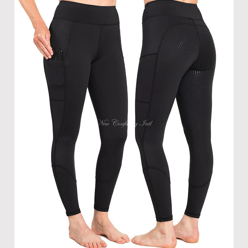 Personalized Printing Embroidery Quick-Drying Premium 4 Stretch Silicone Riding Breeches Leggings Ladies OEM Equestrian Attire