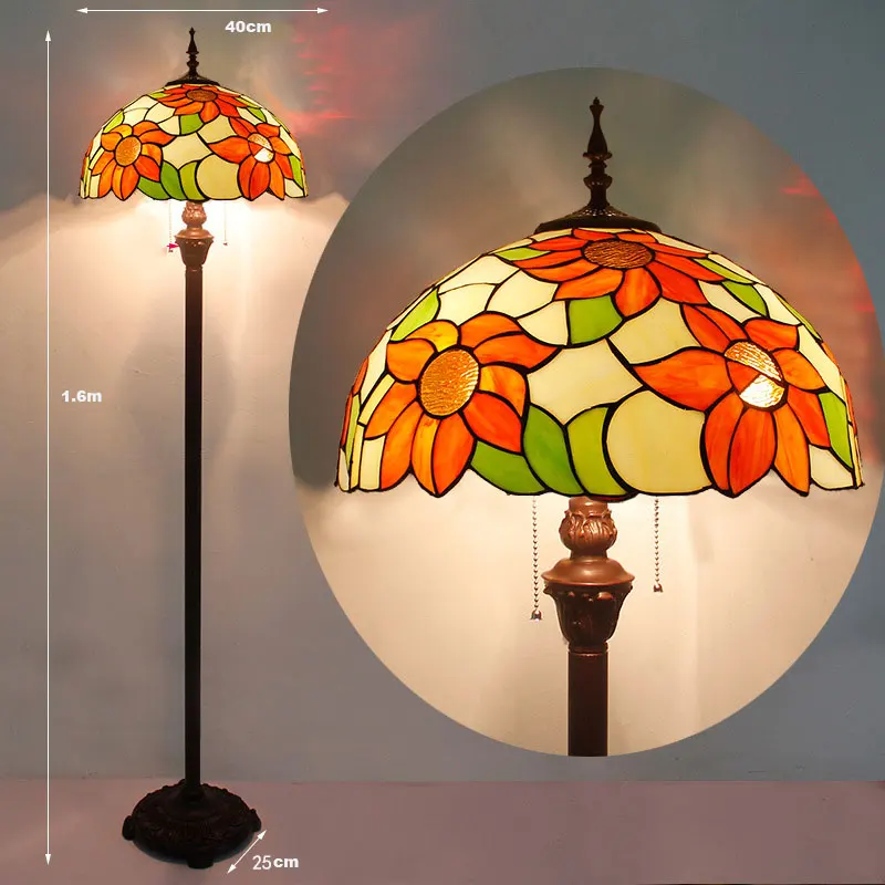 Lamp Parts Factory Supply Tiffany Style Floor Stained Glass Shade LED Metal Made in China Carton Customize 220V Round 10 - 60 VG
