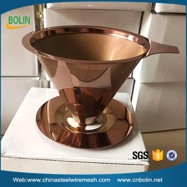 Stainless Steel Pour over Coffee Dripper Paperless Double Mesh Design Slow Drip Manual Coffee Filter