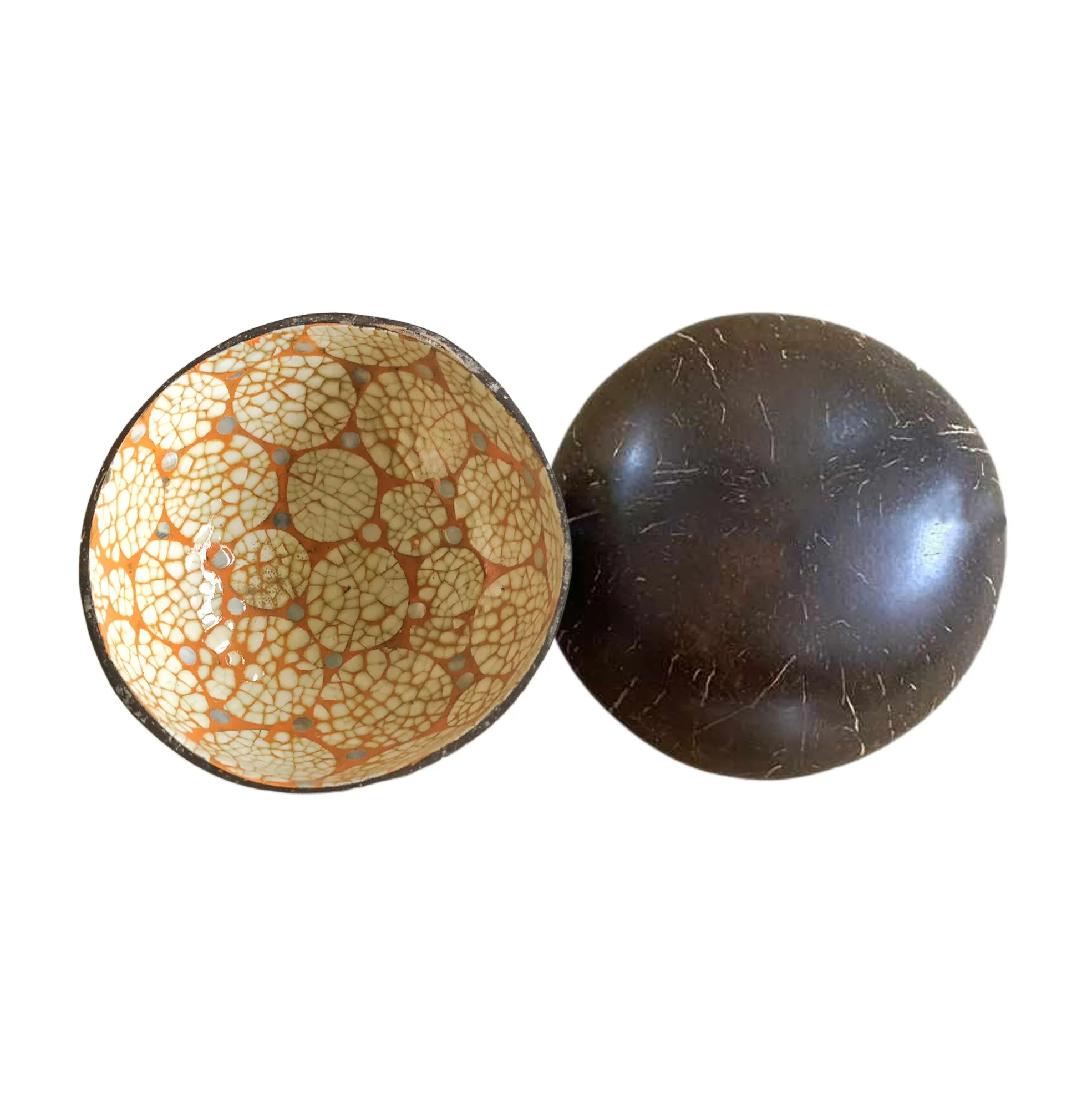 High quality and Luxury 100% Handmade Colorful EggShell/Seashell finishing Lacquer Coconut Bowl For Home Decor and souvenir