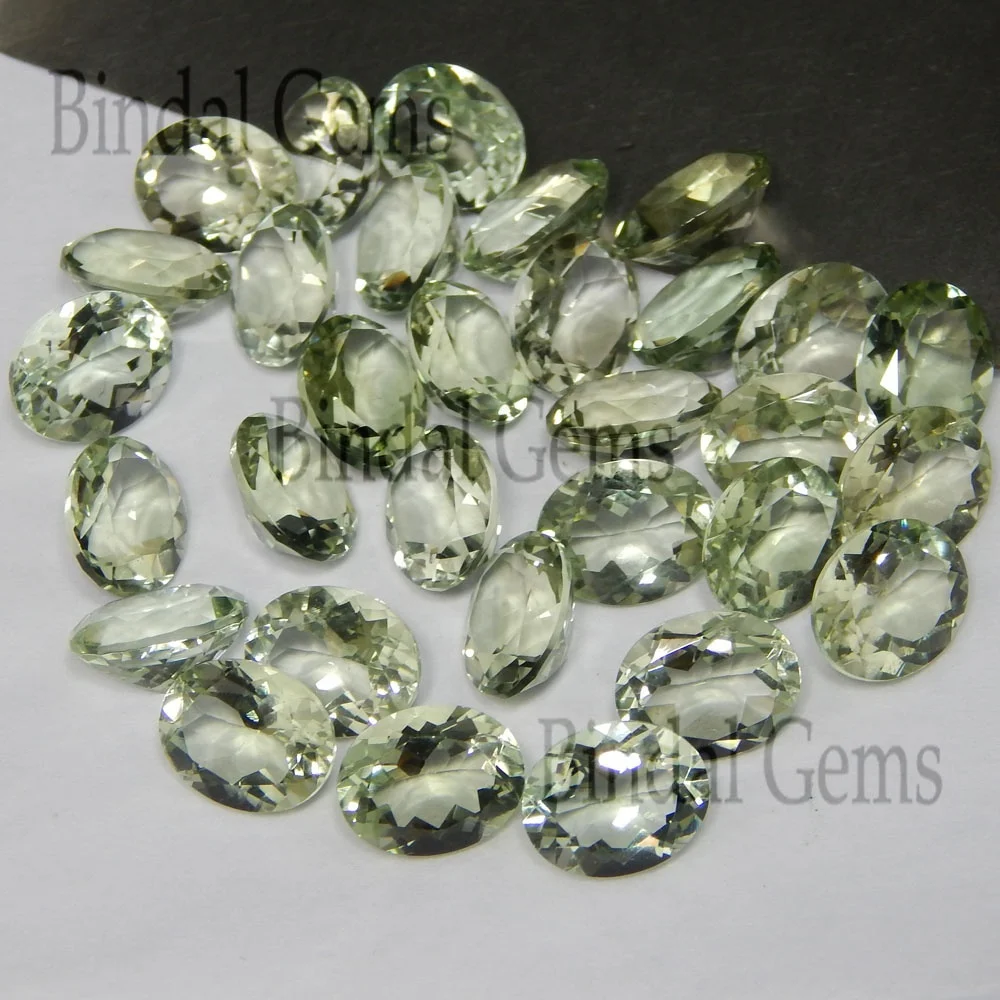 High Quality Certified Natural Green Amethyst 8x10mm Oval Normal Cut Loose Gemstone for Jewelry Making