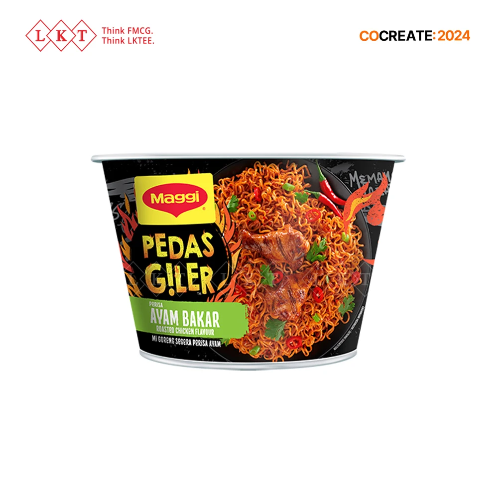 Ma-ggi Pedas Giler Ayam Bakar 93G Spicy Instant Noodles Fried Processing Bowl Noodles Malaysia Direct Factory Wholesale Export