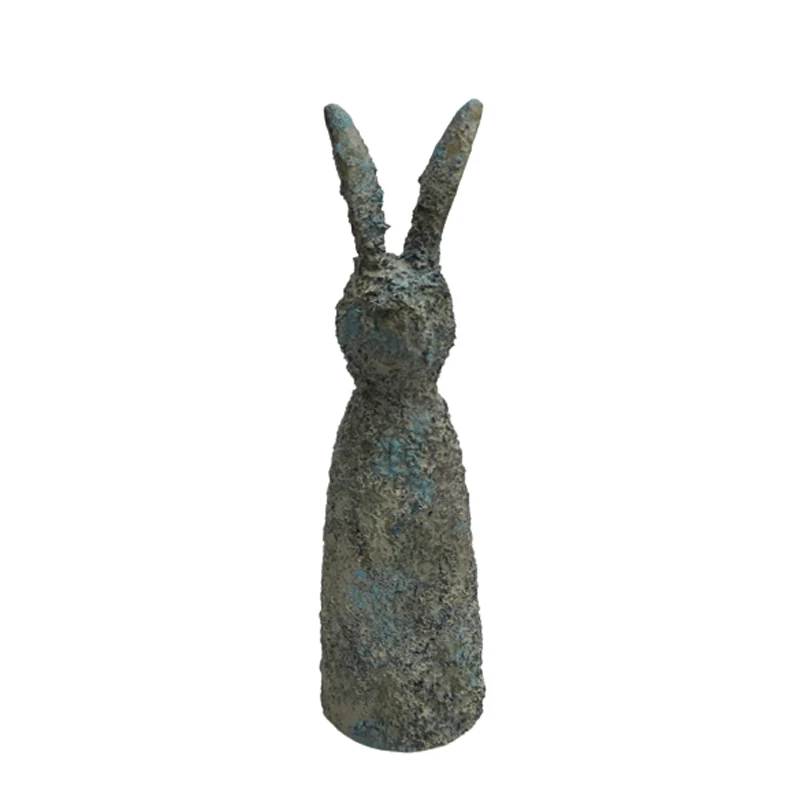 Set of 2 Small Decorative Statue Look Rabbit Aluminium Rough Nickel Colour for Home Decoration Table Decoration