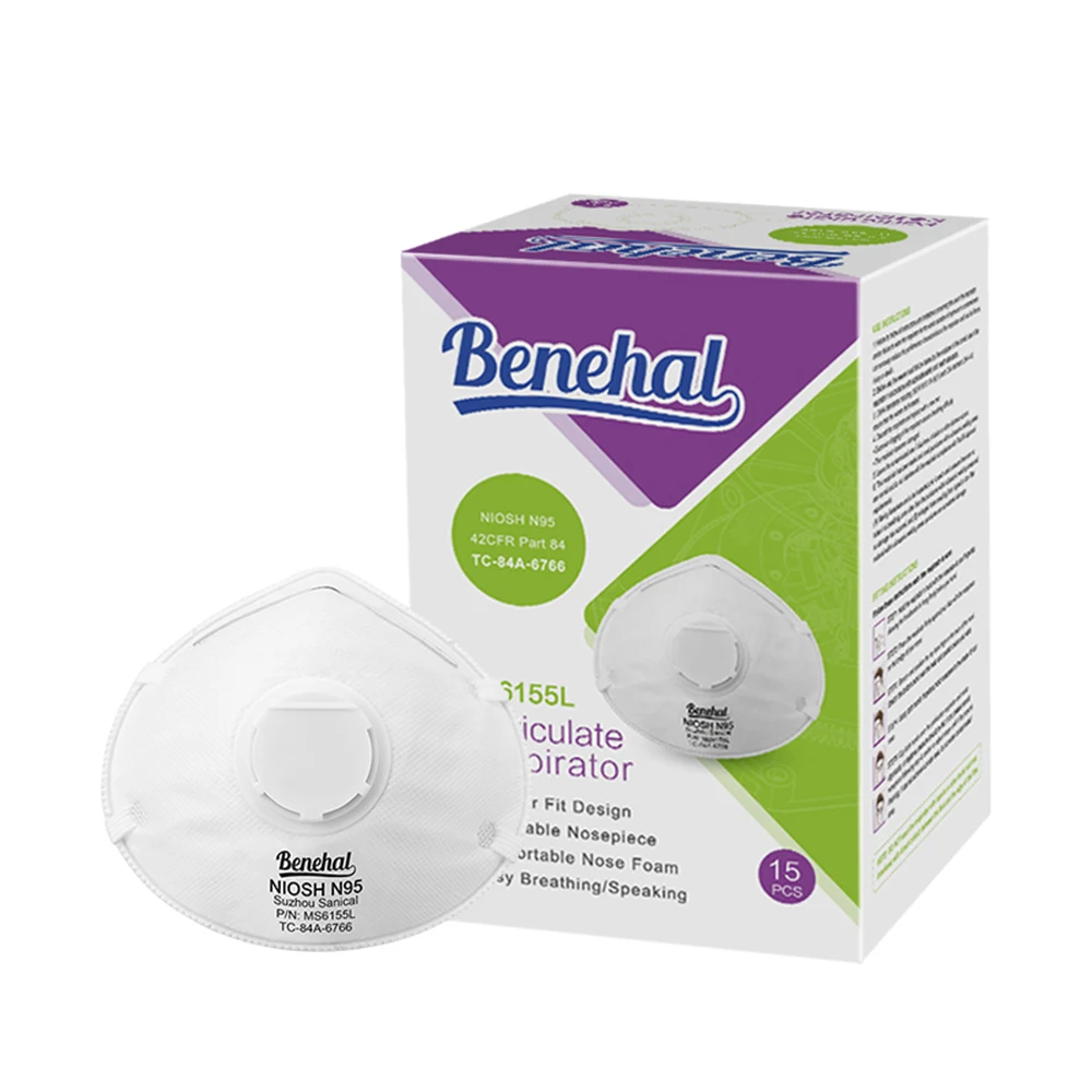 N95 Mask Valved  3 Layer PP Meltblown High Filtration Layer Nonwoven Molded Cup Exhalation Valve  Particulate Respirator