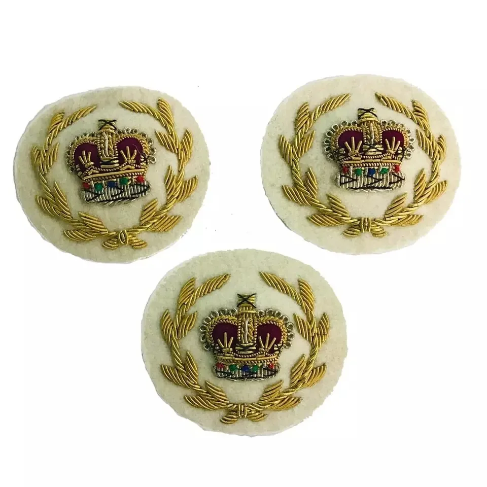 OEM and ODM Welcome Sew-on Applique Patch Hand made Embroidery Gold Bullion Wire Embroidered Blazer Military Uniform Badges