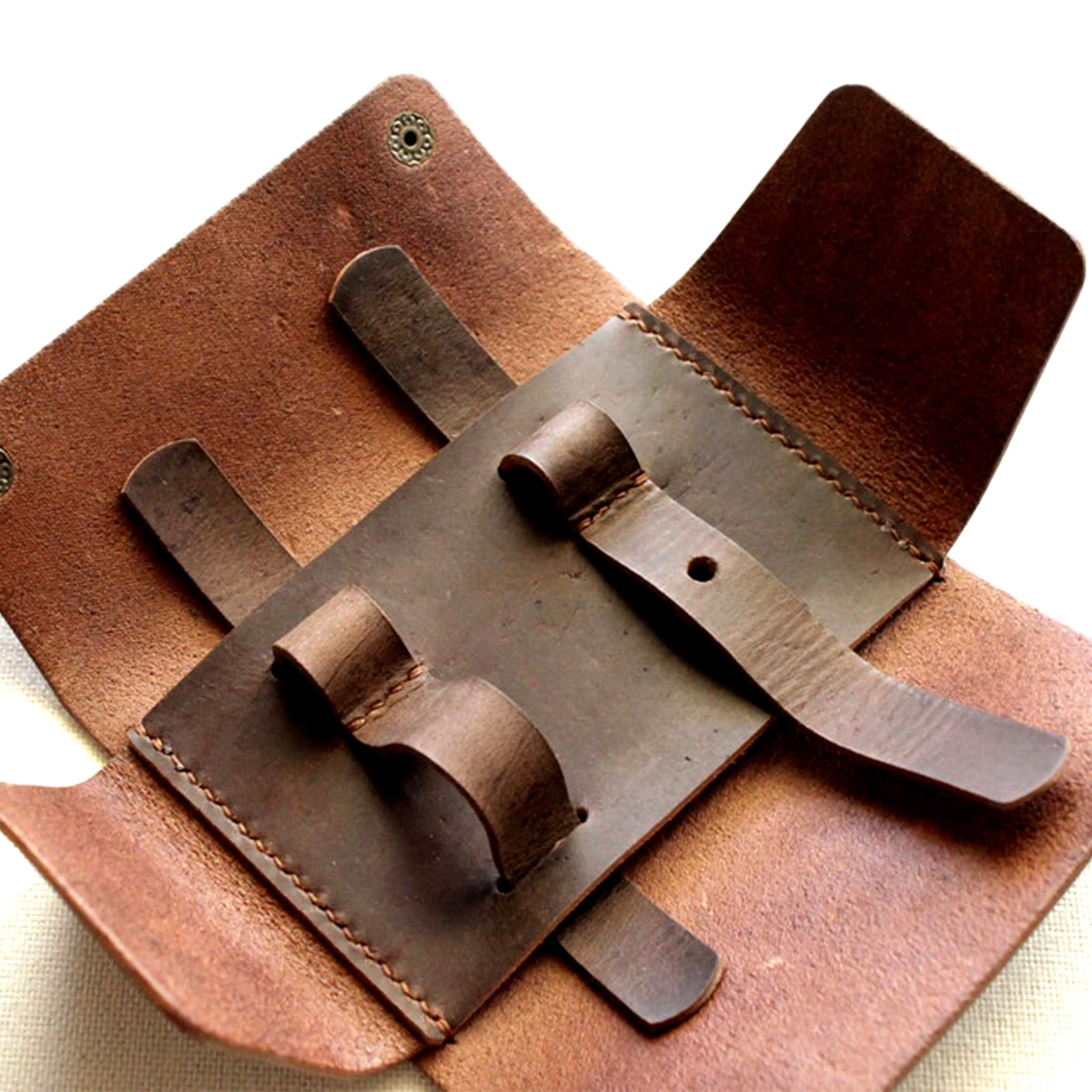 OEM Factory Made Rich Grain Leather Edge Razor Protector Case, Double Edge Safety Razor Safety Pouch