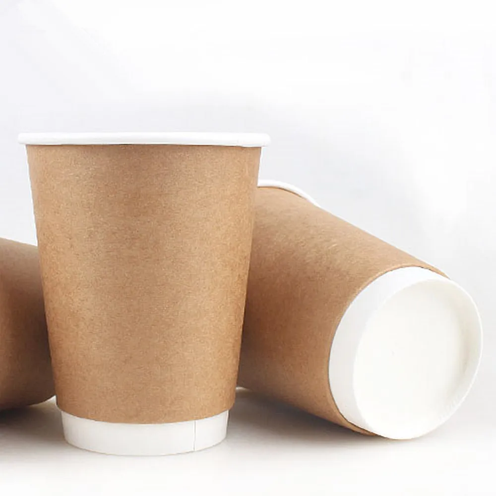 Custom print logo eco friendly disposable kraft cardboard hot coffee double wall paper cup