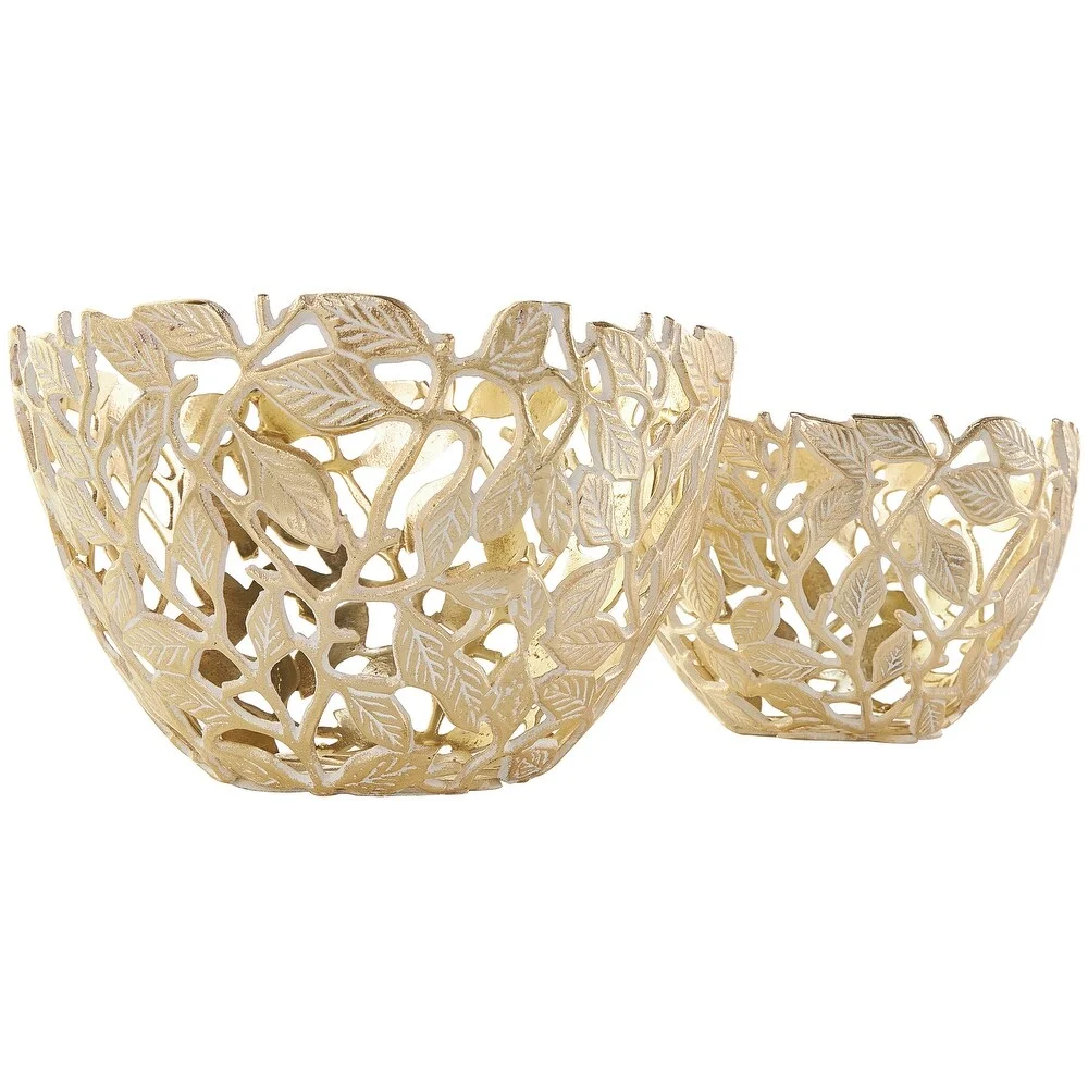 New leaf design bowl Unique Modern Casting luxury Metal Twist Bowl for Salad, Fruits, Cereal or Pasta bowl