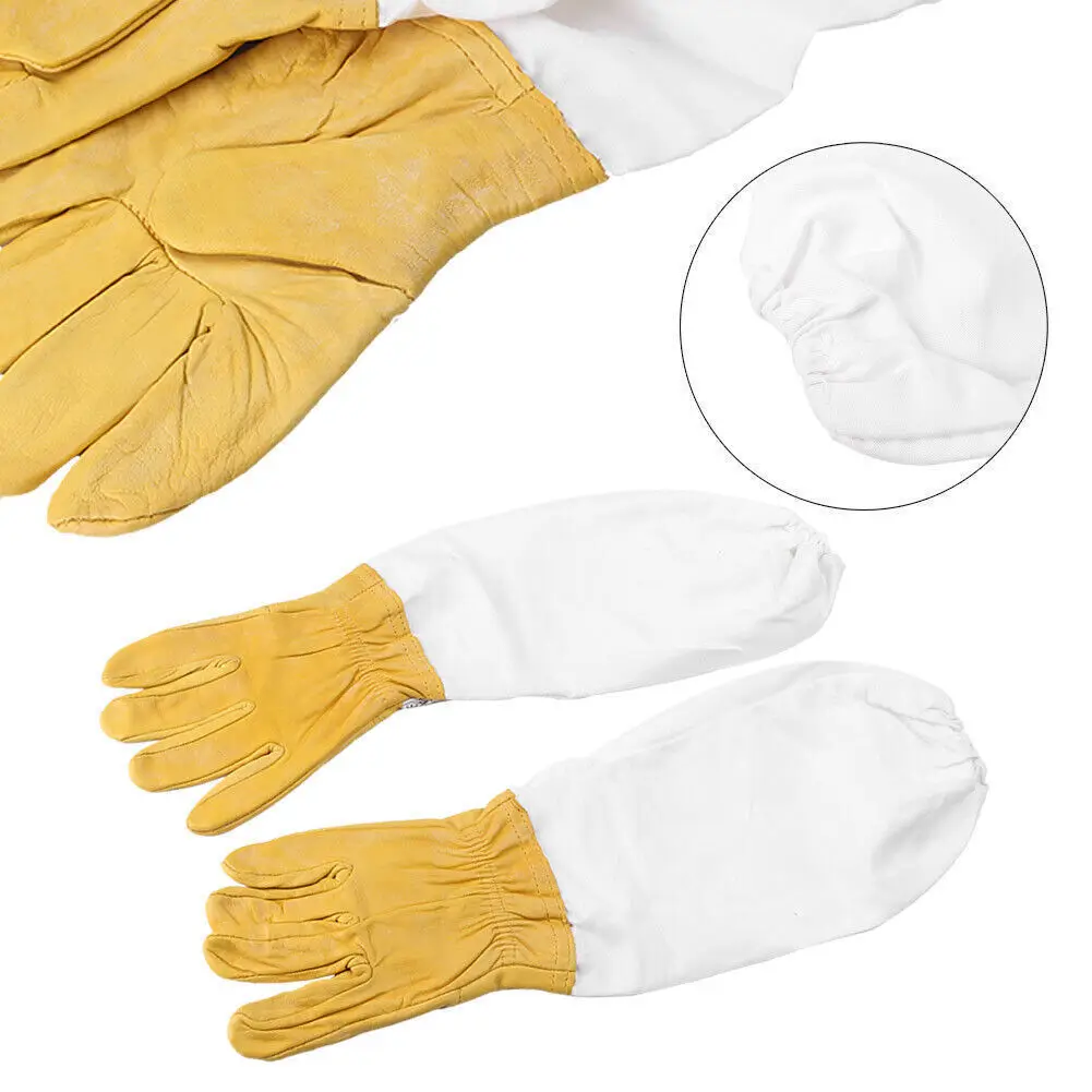 Fast Delivery Beekeeping Gloves with Vented Long Sleeves Yellow and White
