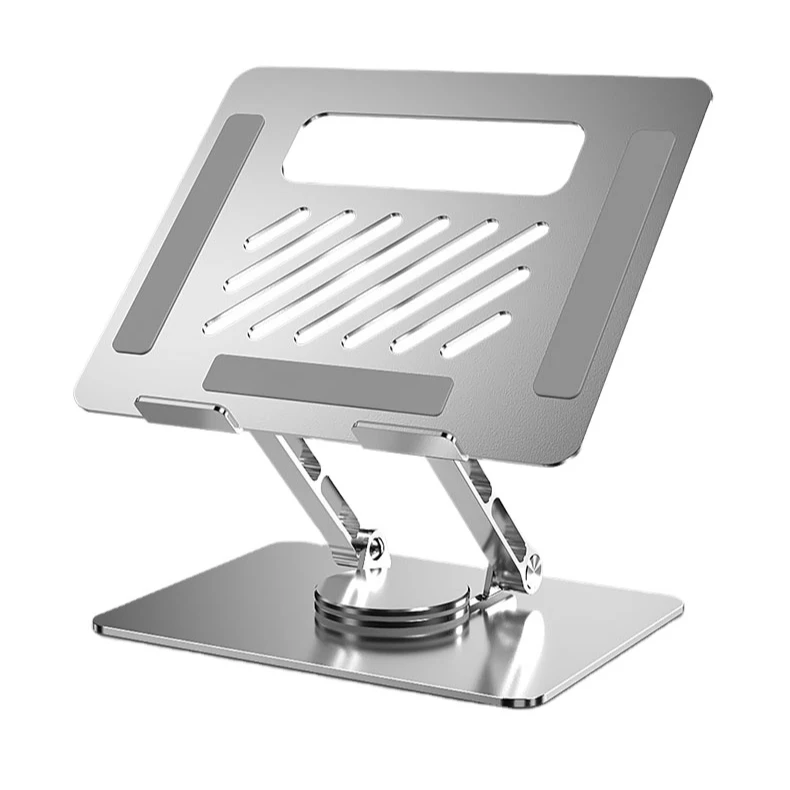 Алюминиевая Регулируемая подставка для ноутбука с 360 вращающейся базой для компьютера Подставка для ноутбука эргономичная складная подставка для ноутбука серое серебро