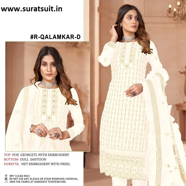 Indian Pakistani Georgette Embroidery Work Fancy Salwar Kameez Suit For Women Wedding Collection