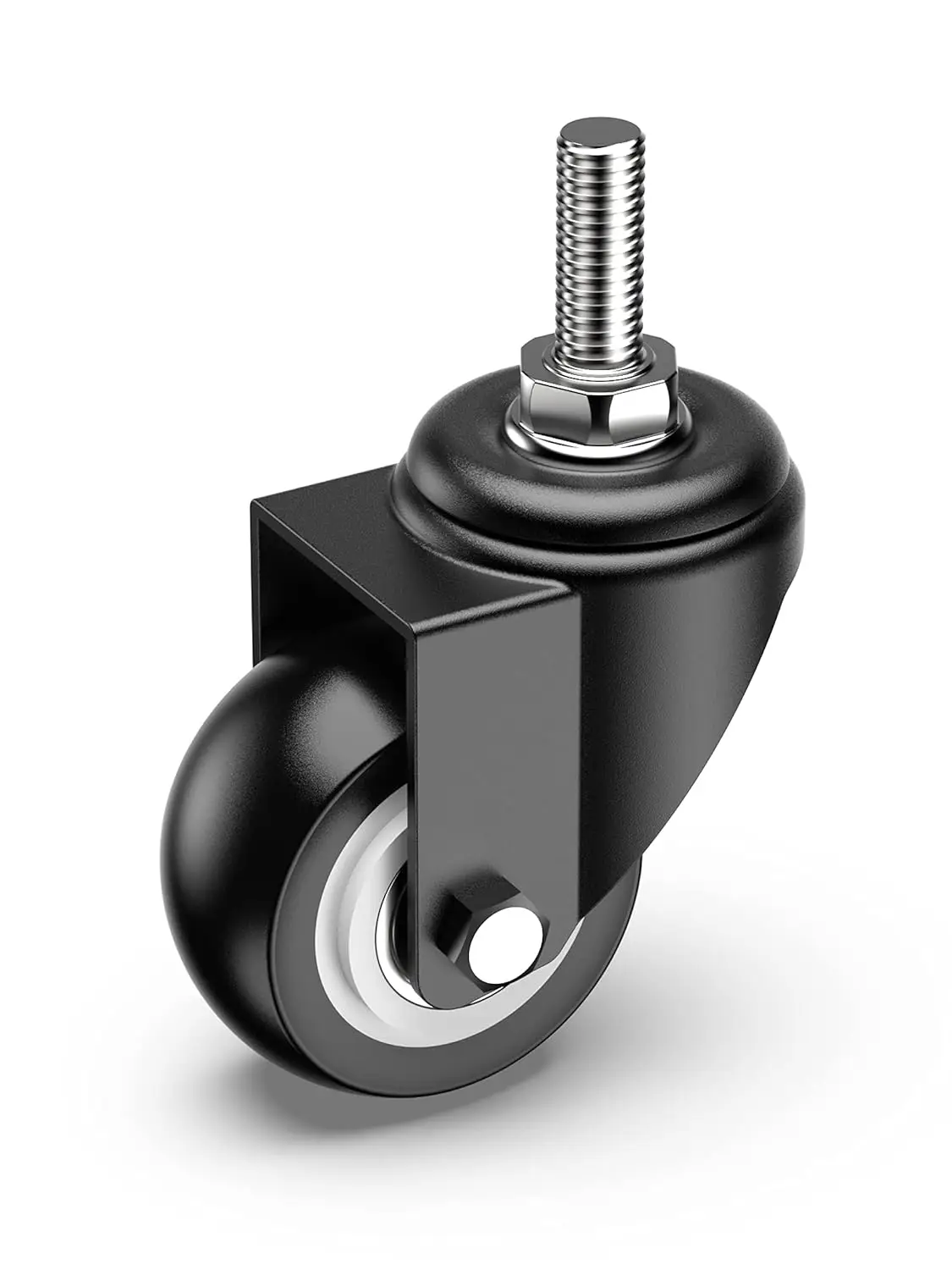 4 Piece Set Industrial Swivel Caster  PVC Double Ball Bearing Threaded Stem Caster  With Brake