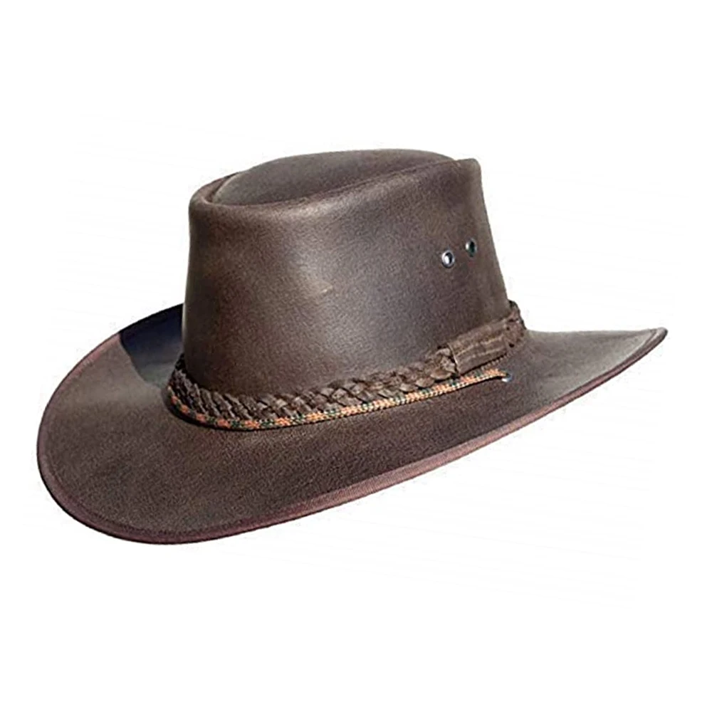 Best selling latest design custom color Genuine cow hide leather hats new fashion leather cowboy hat for sale