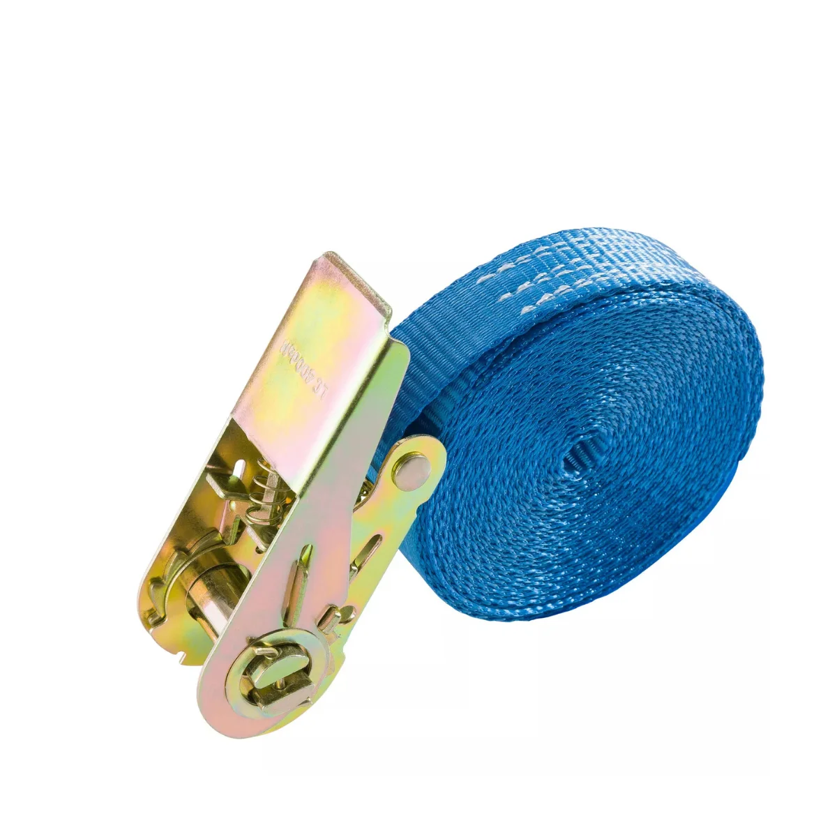 High-Quality 38mm Blue Polyester Ratchet Strap Tie-Down Without Hooks Designed for Large Item Safety Made In Vietnam