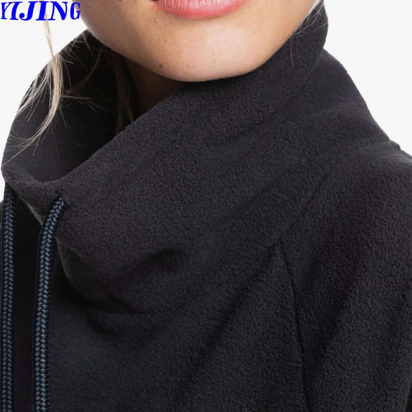 100% Cotton Long Sleeve Front Pocket PullOver Sweatshirts High Collar Dropped Shoulder Hoodies Funnel Neck Hoodie For Women
