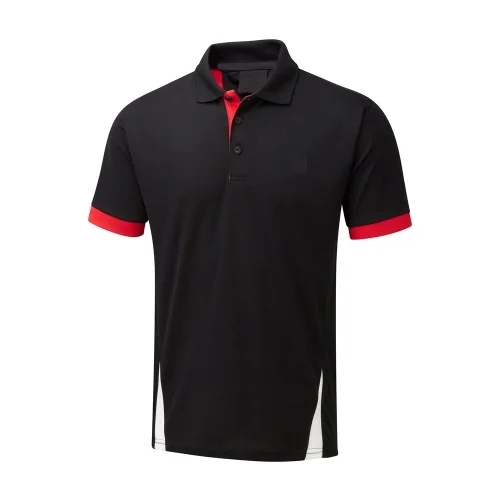 BLACK & RED POLO STYLE SHIRT WITH CUSTOMER LOGO FOR SALES IN 180 GMS
