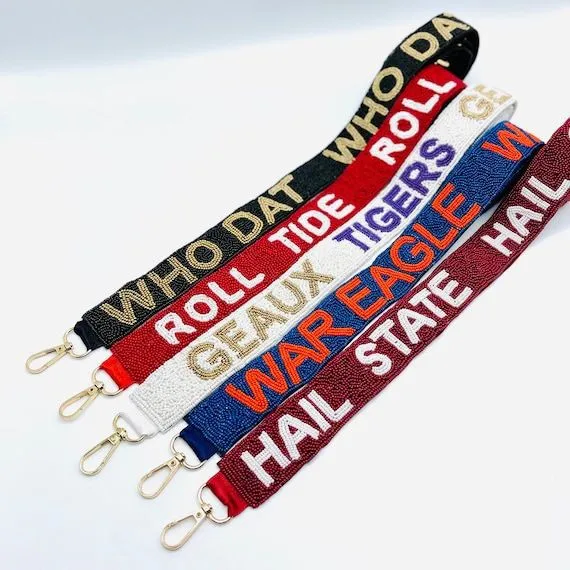 Handcrafted GO TIGERS multi beaded bag strap belt unique team spirit Accessory shoulder & crossbody bags perfect for Game Day