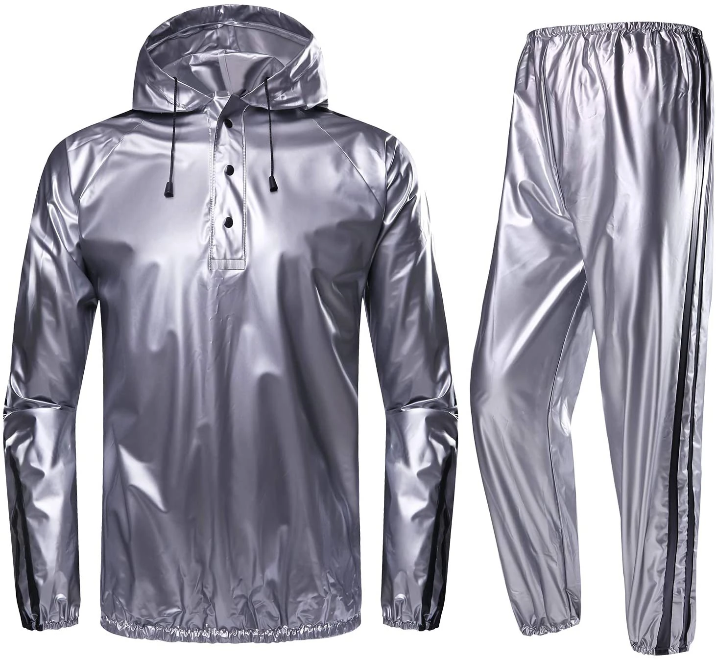 Gym Workout Jacket with Hood Sweat Sauna Suit for Men Sports Fitness Exercise Tops Waist Trainer Body Shaper