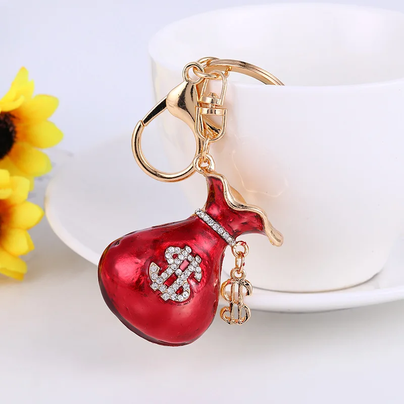 HOT Creative Diamond Crystal Money Bag Lucky Bag Car Keychain Metal Pendant Female Bag Accessories Key Chain