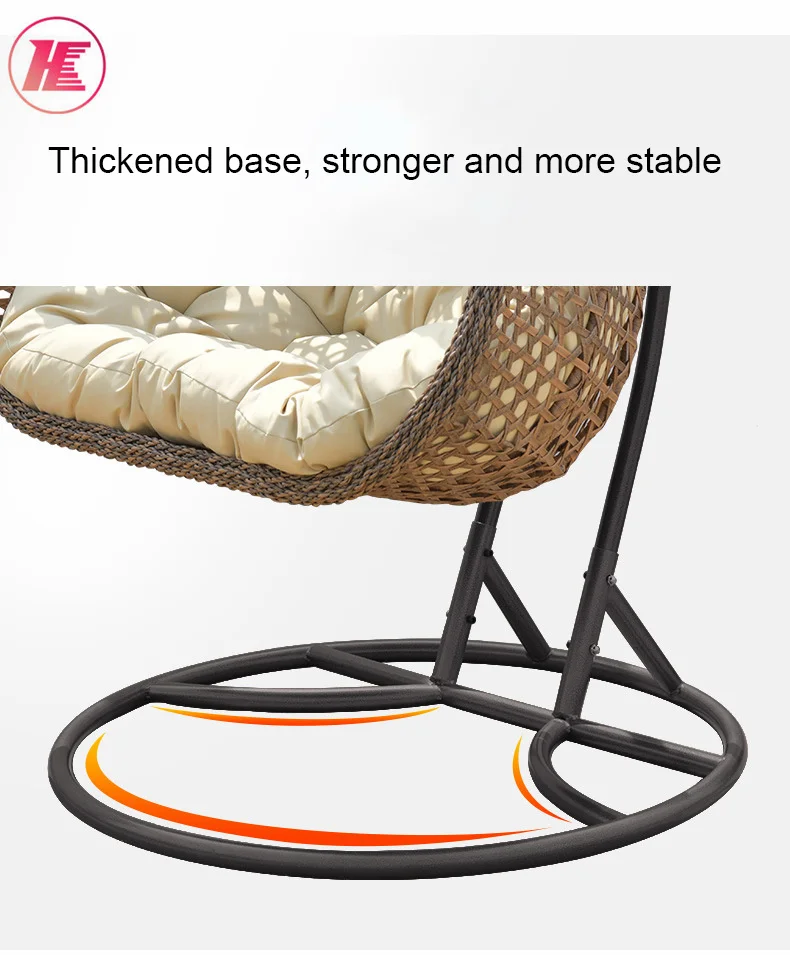 Two Seat Comfortable Swing Rattan Hanging Egg Chair Hammock Double Garden Chair With Stand