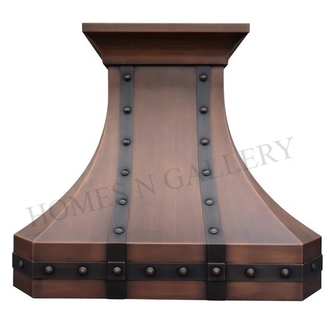 Kitchen Hammered wall mounted range hoods With Strip And Rivet Fire Place Range Hood Chimney Canopy manufactures for bulk Prices