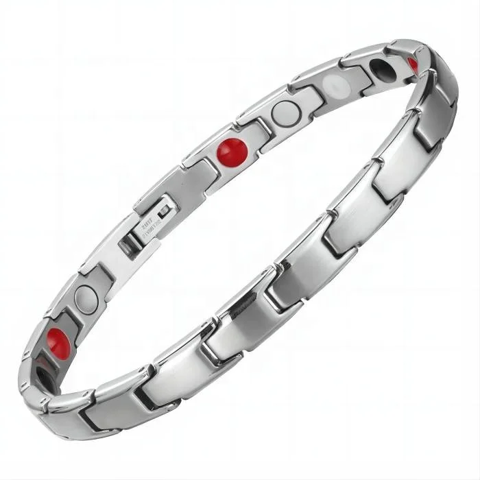 New Silver Magnetic Bracelet men women 4 Elements Balance Energy Power Calm Joy