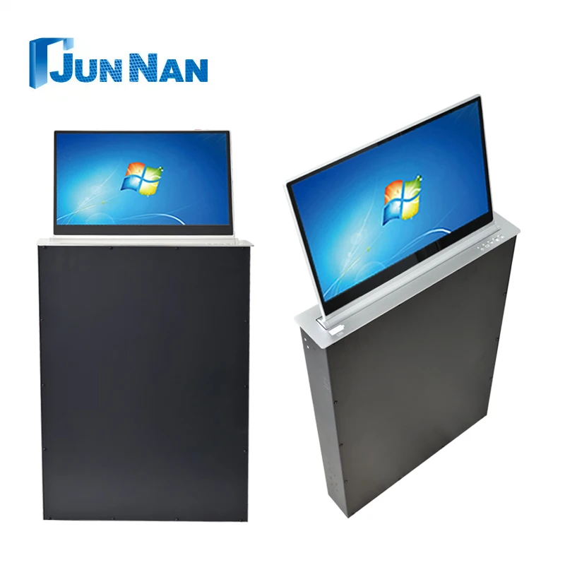 Junnan Motorized Touch Screen Lcd Lift With Conference Pc Monitor With Back Screen Lcd Monitor