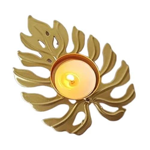 Turtle Leaf Candlestick Tabletop Decor Lights Decor Dining Table Decor Iron Metal Dinner Party Candle Cup