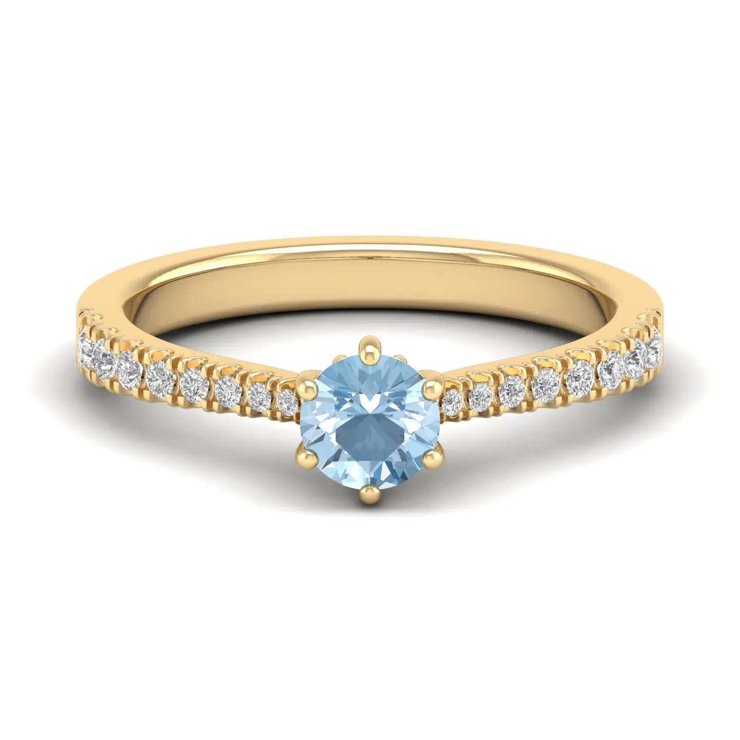 REYES Women OEM ODM 925 Sterling Silver 0.5 Carat Aquamarine Gemstone Rings GRA Certified Moissanite Fine Jewelry for Women