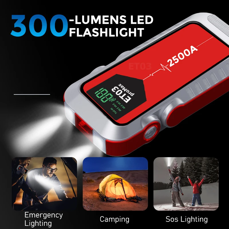 16800mah 12v 2500A Peak Current Jump Starter Function Auto Battery Booster Powerbank Car Jump Stater