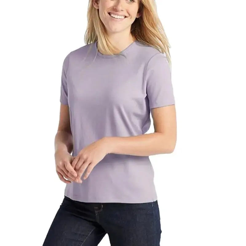 Private label Custom Graphic Tee Super Soft Cotton Women T Shirt With Logo Summer Short Sleeve Ladies Square Neck T-Shirt