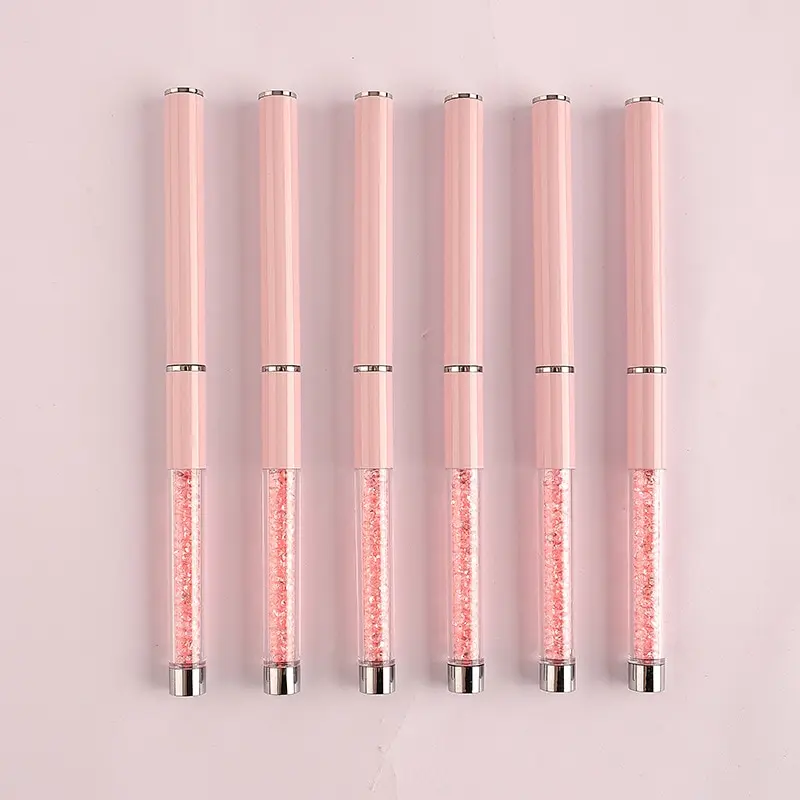 Professional French Stripe Nail Art Liner Brush Pink UV Gel Painting Pen 3D Rhinestones Brushes For Nails