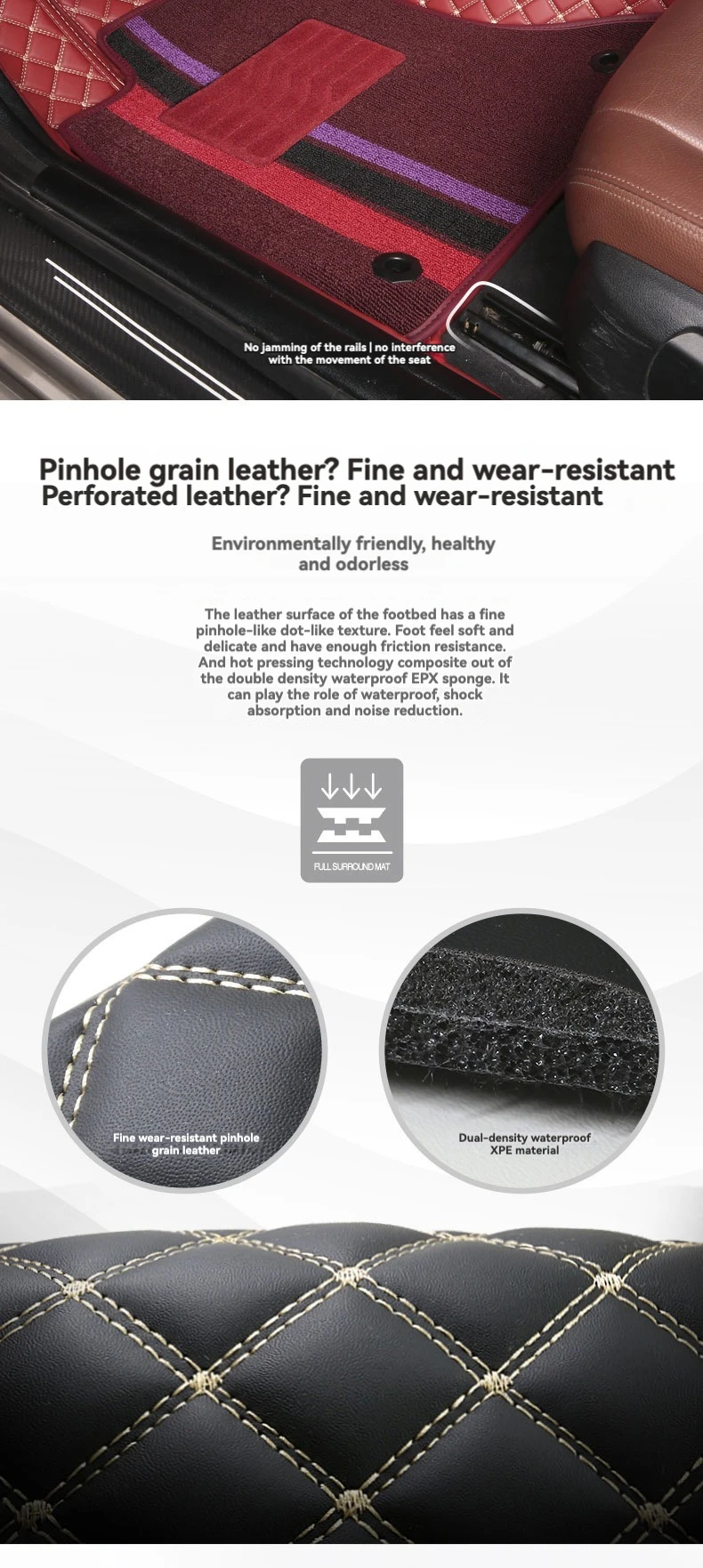 Custom 5D Automotive Interior Car Waterproof Leather Antislip Foot Mat For Toyota Prius